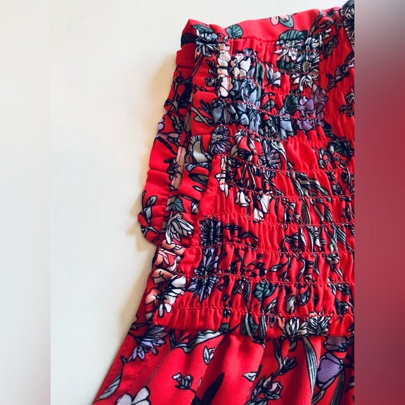 Carolina Belle Montreal Red and Blue Floral Tunic Mini Dress Size XL - Picture 8 of 10